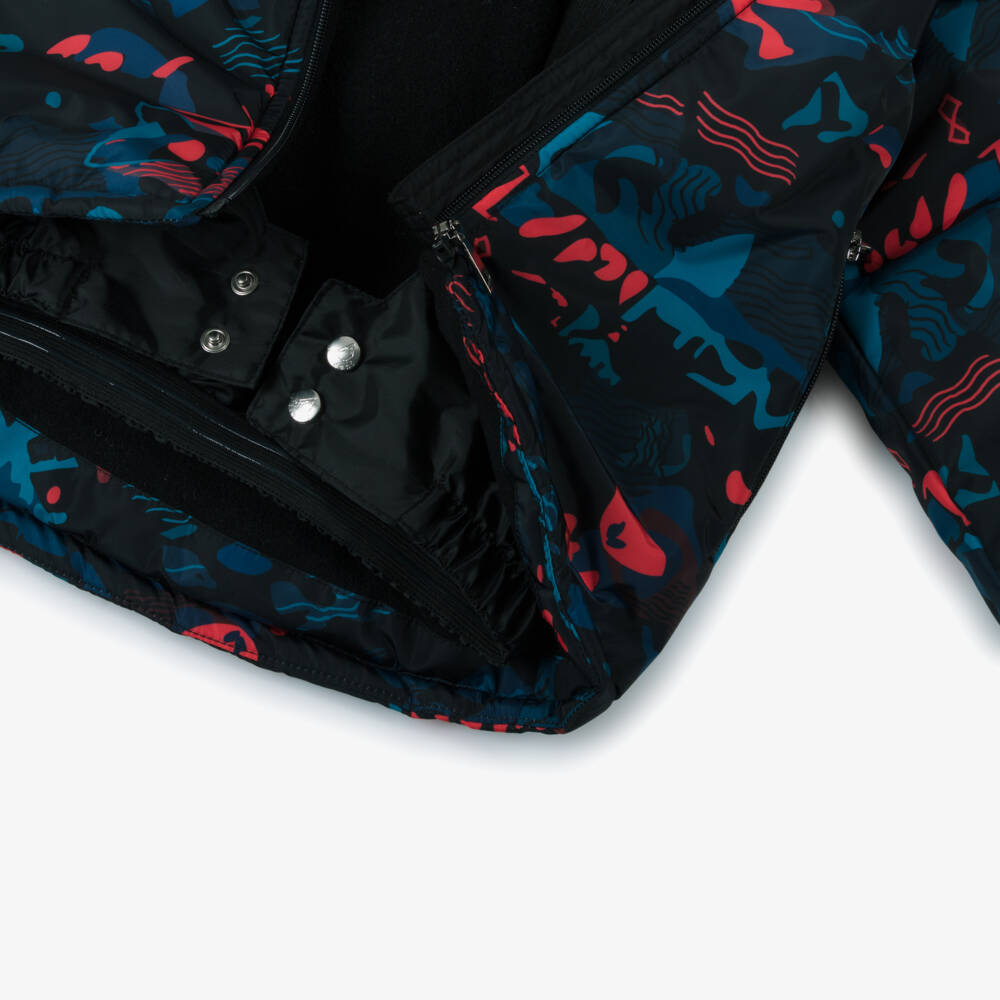 Pilguni-Boys Black Ski Jacket with Blue & Red Print | Childrensalon Outlet