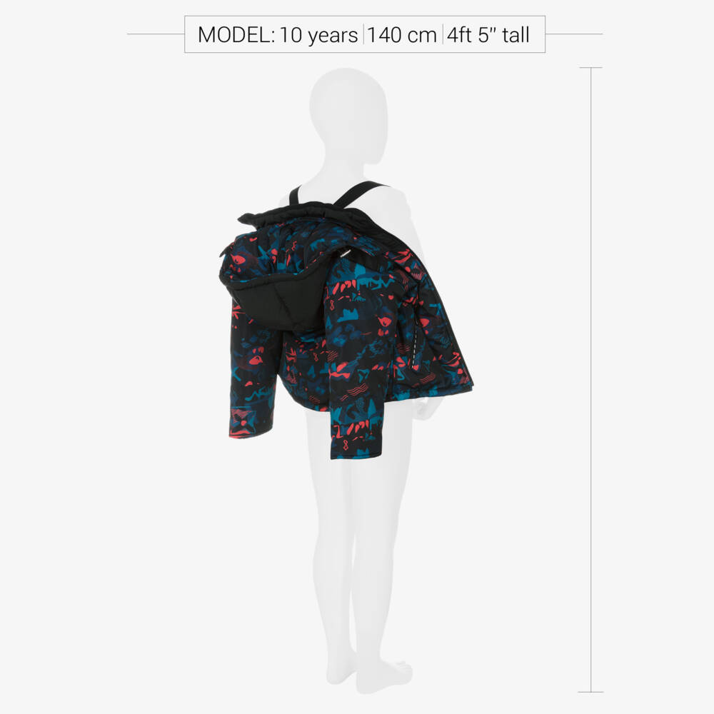 Pilguni-Boys Black Ski Jacket with Blue & Red Print | Childrensalon Outlet
