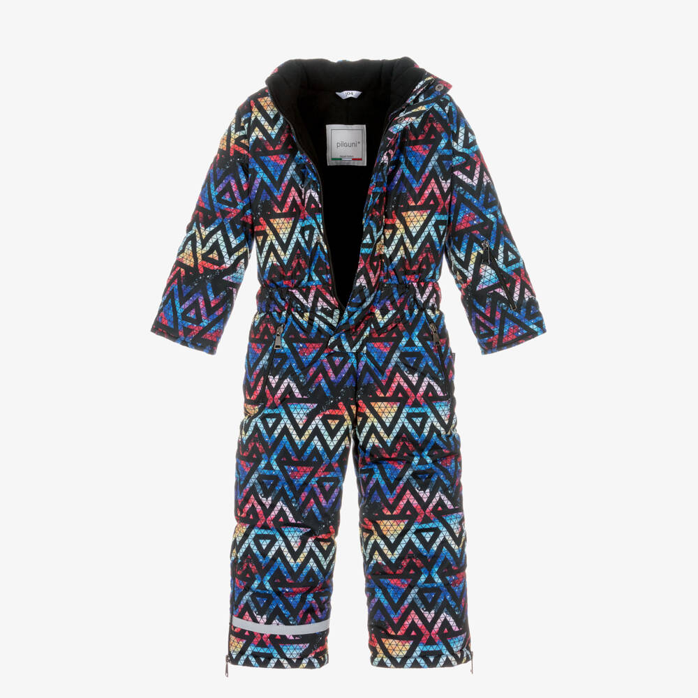 Pilguni-Boys Blue Geometric Triangle Print Snowsuit | Childrensalon Outlet
