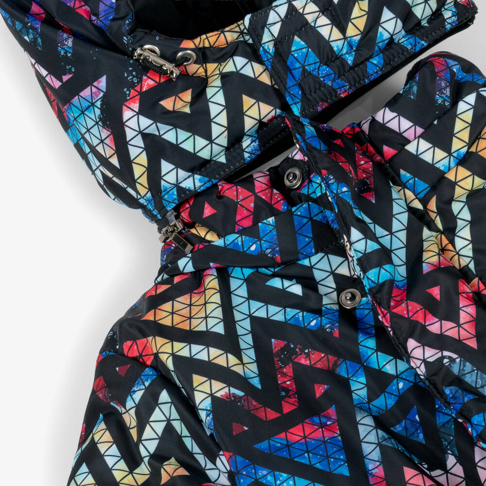 Pilguni-Boys Blue Geometric Triangle Print Snowsuit | Childrensalon Outlet