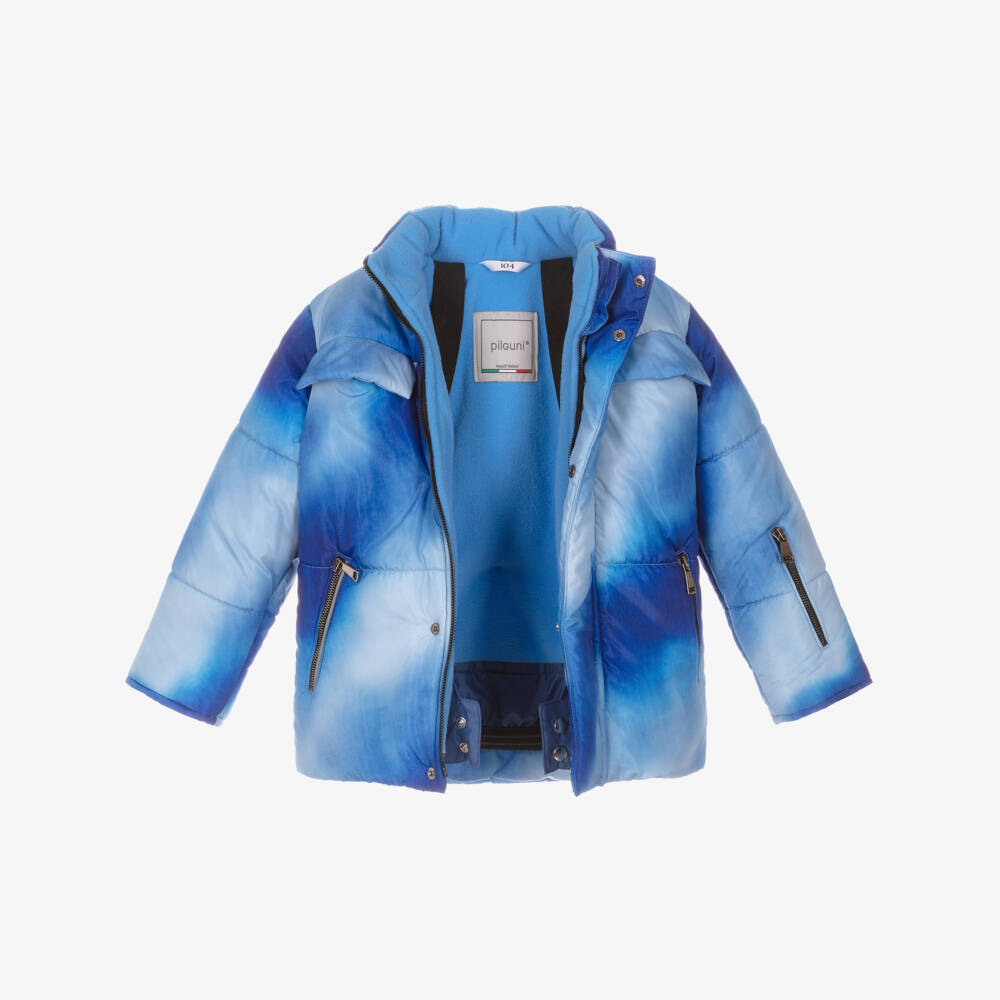 Pilguni-Boys Blue Tie-Dye Technical Ski Jacket | Childrensalon Outlet