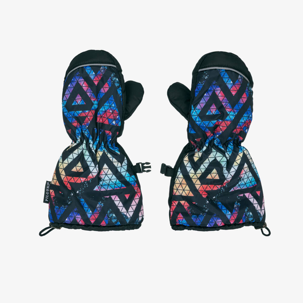 Pilguni-Boys Colourful Ski Mittens with Triangle Design | Childrensalon Outlet
