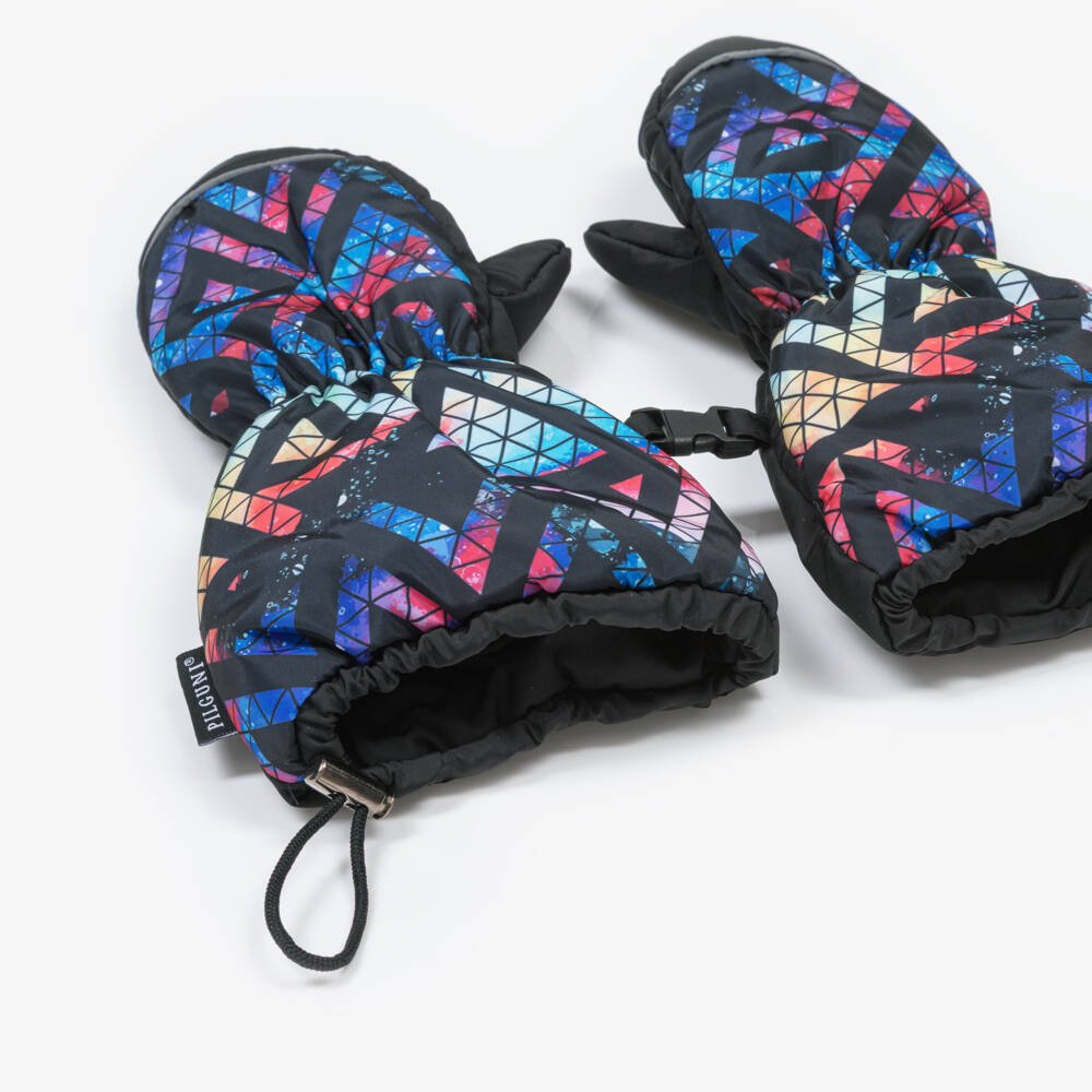 Pilguni-Boys Colourful Ski Mittens with Triangle Design | Childrensalon Outlet