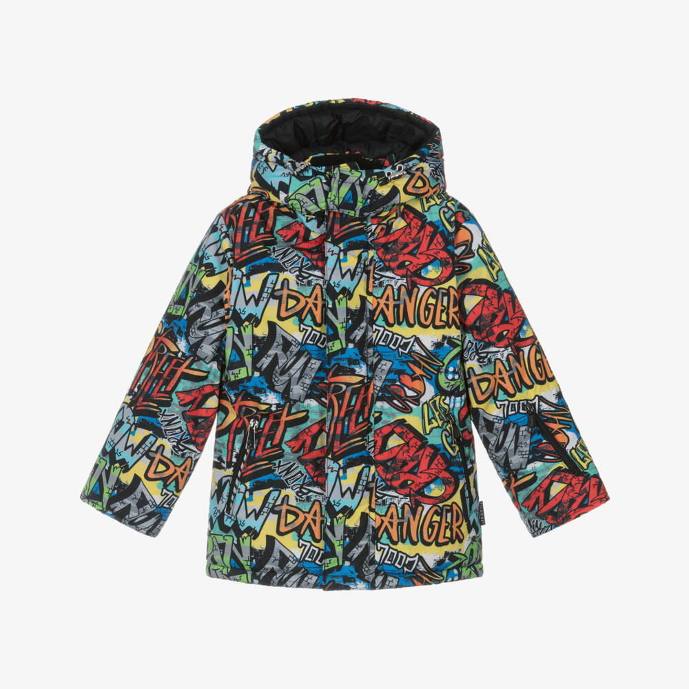 Pilguni-Boys Multicolour Graffiti Print Technical Ski Jacket | Childrensalon Outlet