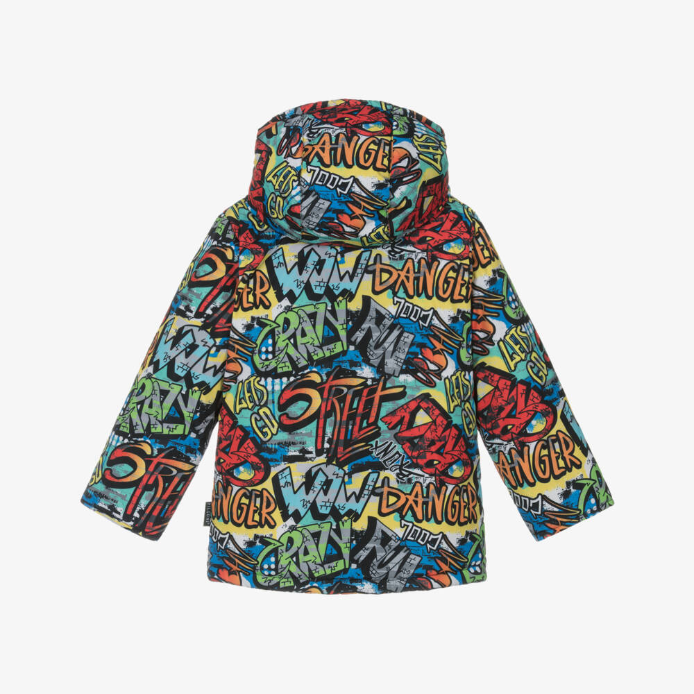 Pilguni-Boys Multicolour Graffiti Print Technical Ski Jacket | Childrensalon Outlet