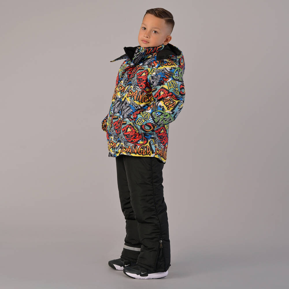 Pilguni-Boys Multicolour Graffiti Print Technical Ski Jacket | Childrensalon Outlet
