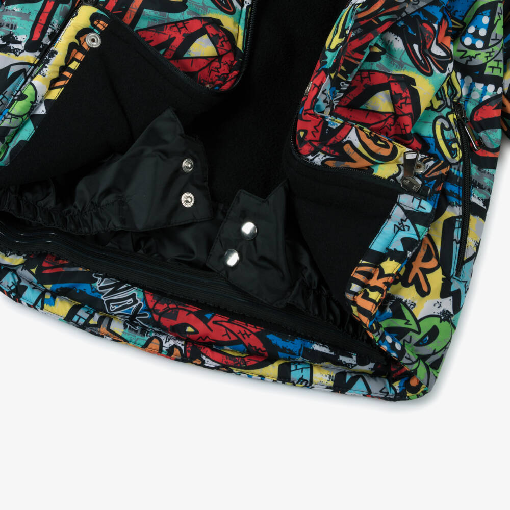 Pilguni-Boys Multicolour Graffiti Print Technical Ski Jacket | Childrensalon Outlet