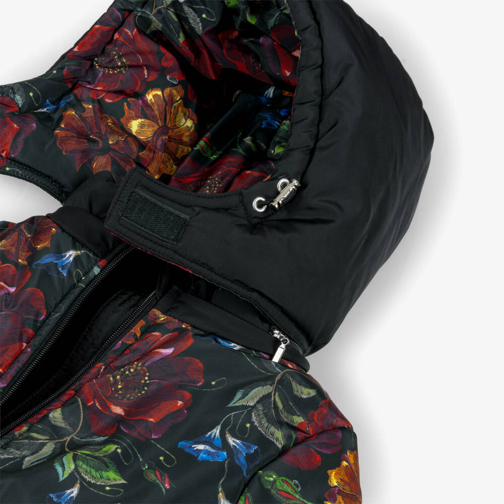Pilguni-Girls Black Floral Print Snowsuit | Childrensalon Outlet