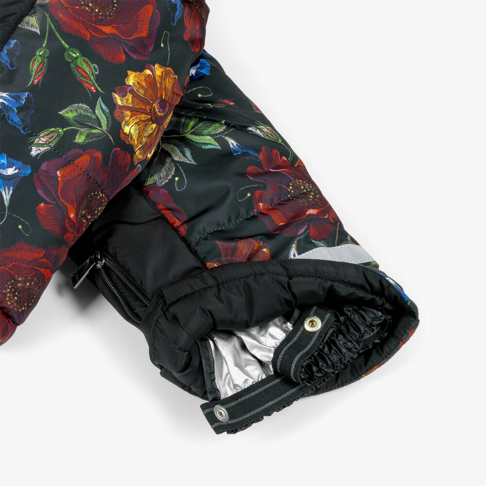 Pilguni-Girls Black Floral Print Snowsuit | Childrensalon Outlet
