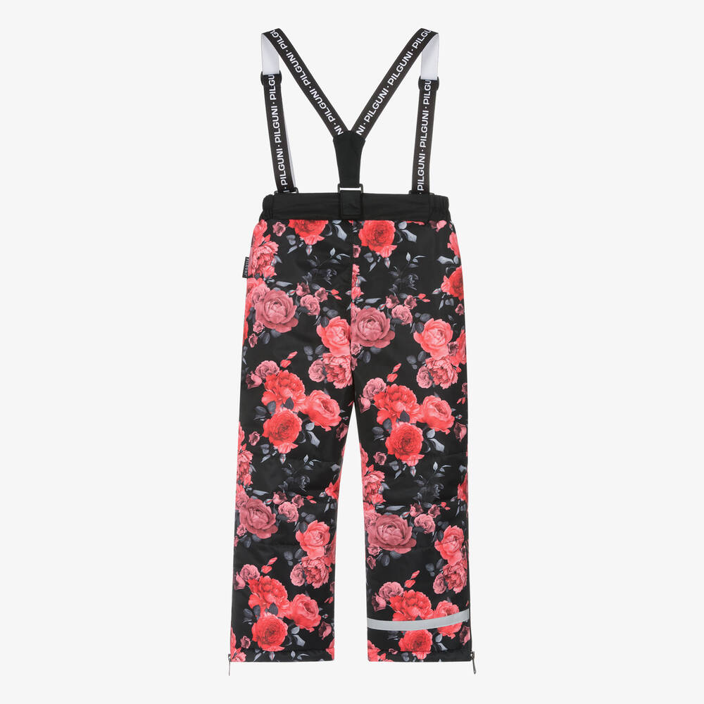 Pilguni-Черно-розовые лыжные брюки с цветами | Childrensalon Outlet