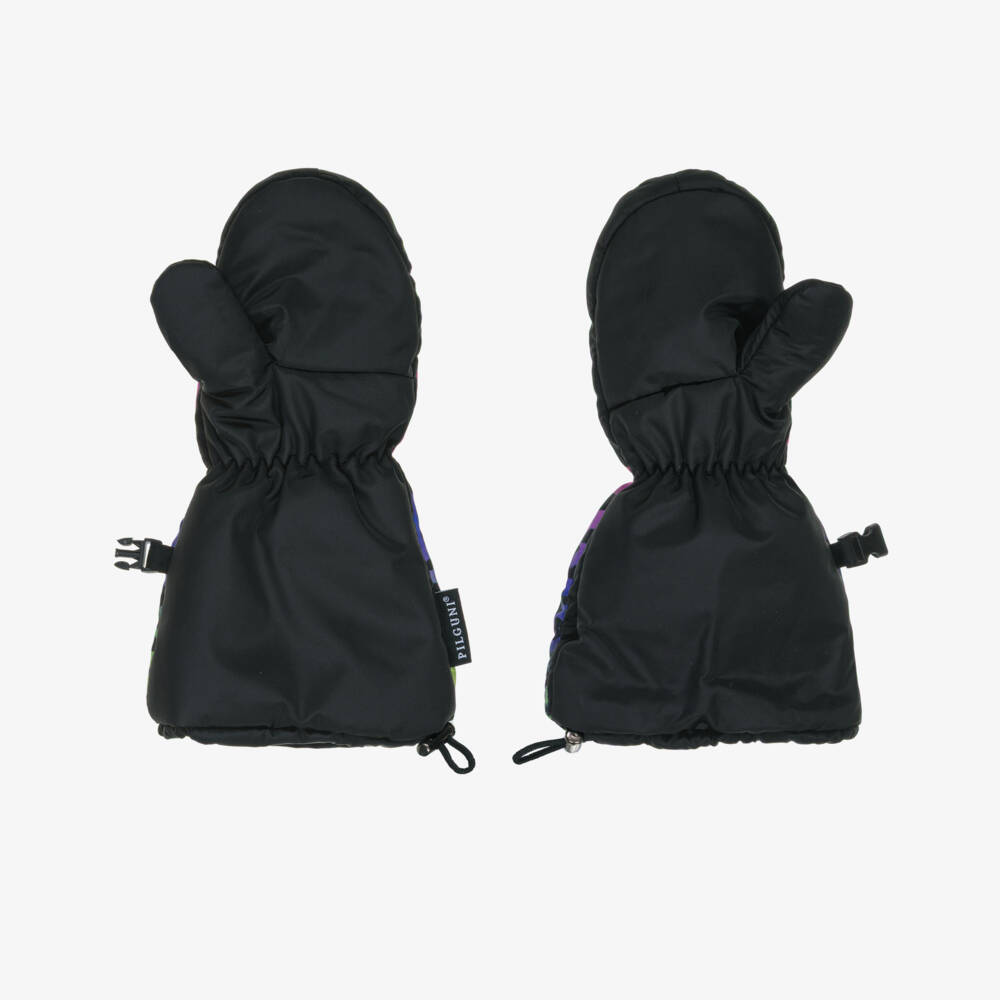 Pilguni-Girls Black & Pink Leopard Print Ski Mittens | Childrensalon Outlet