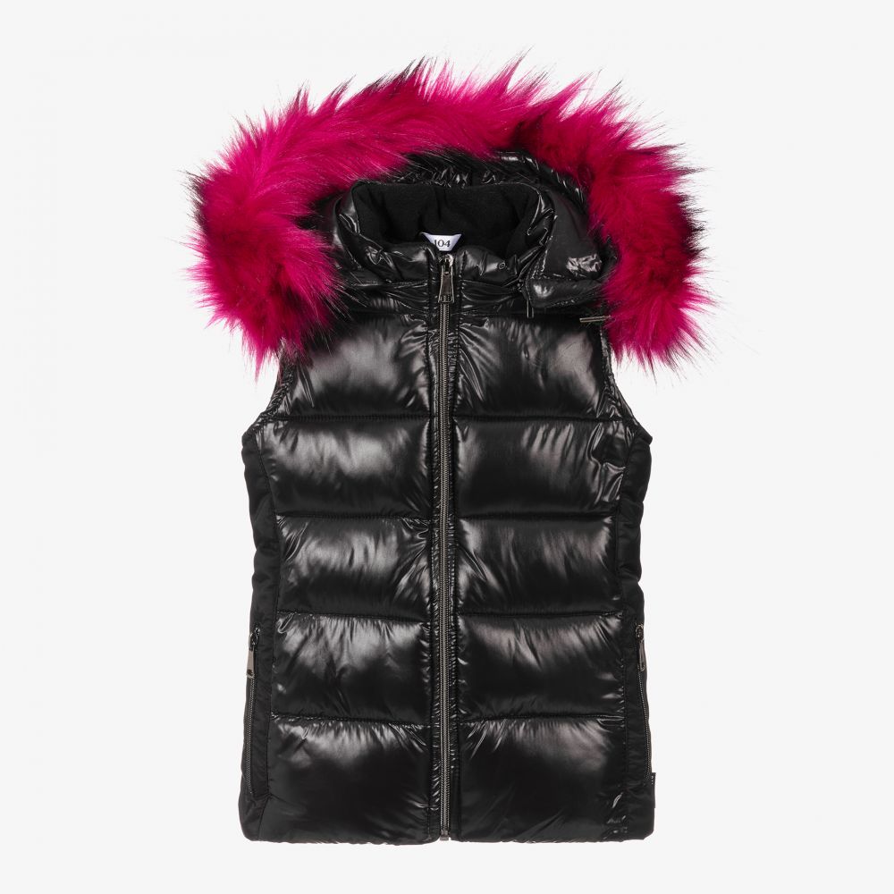Girls black discount fur gilet