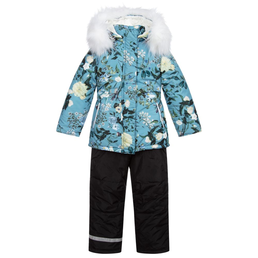 Pilguni - Combinaison de ski bleue fleurie Fille | Childrensalon