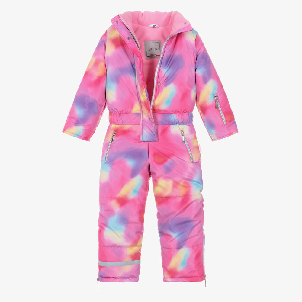 Pilguni-Girls Bright Pink Tie Dye Snowsuit | Childrensalon Outlet
