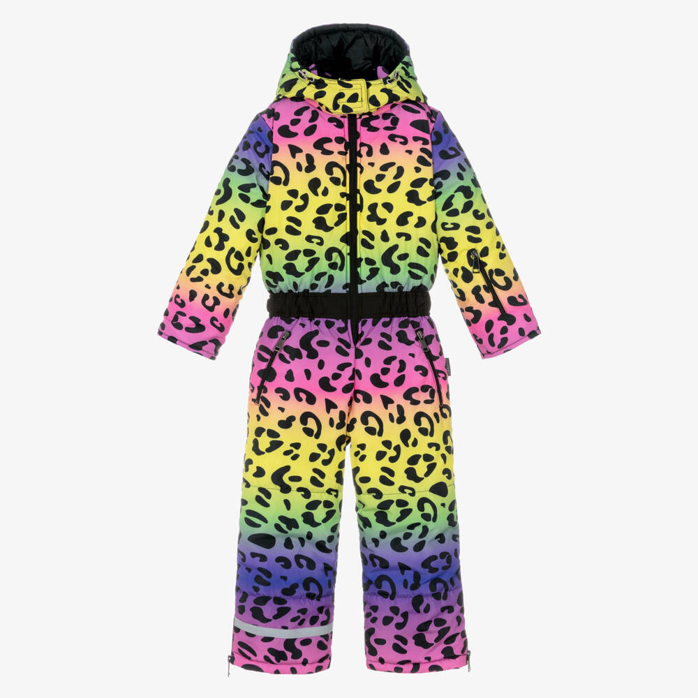 Pilguni-Girls Bright Yellow & Pink Leopard Snowsuit | Childrensalon Outlet