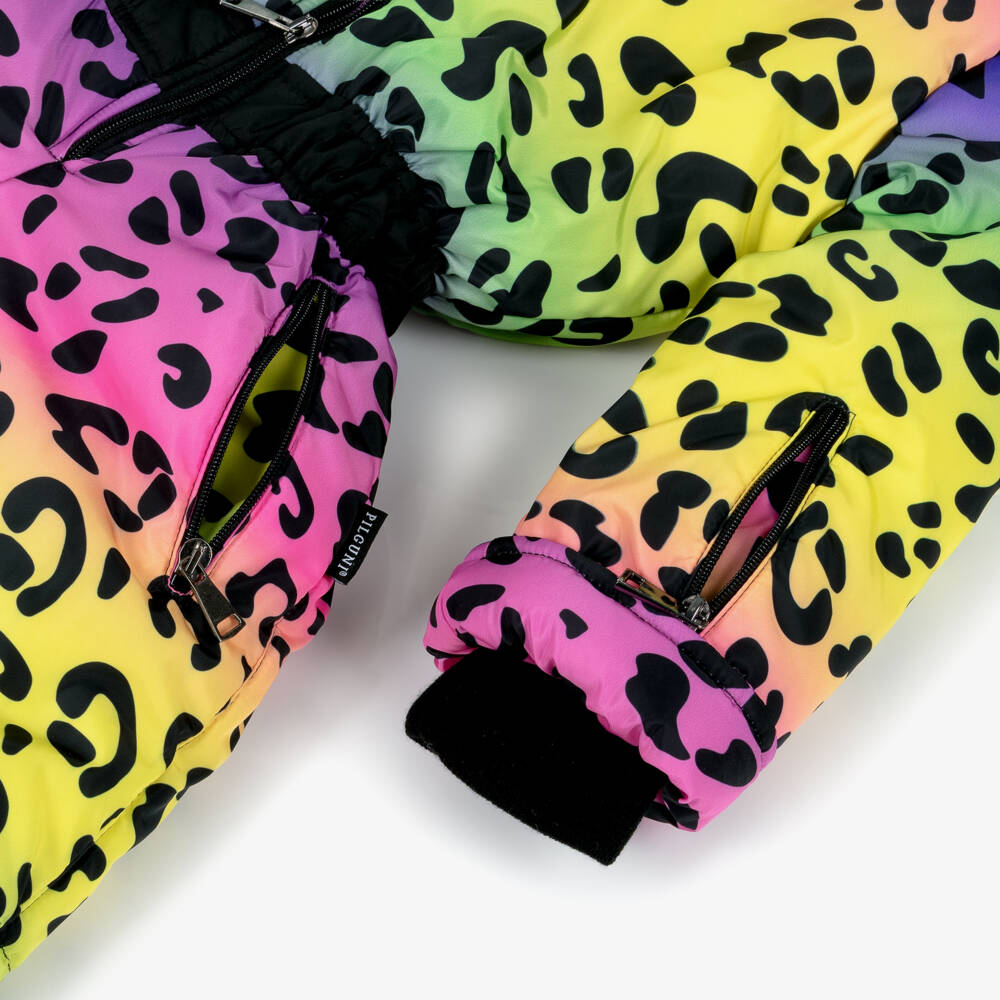 Pilguni-Girls Bright Yellow & Pink Leopard Snowsuit | Childrensalon Outlet