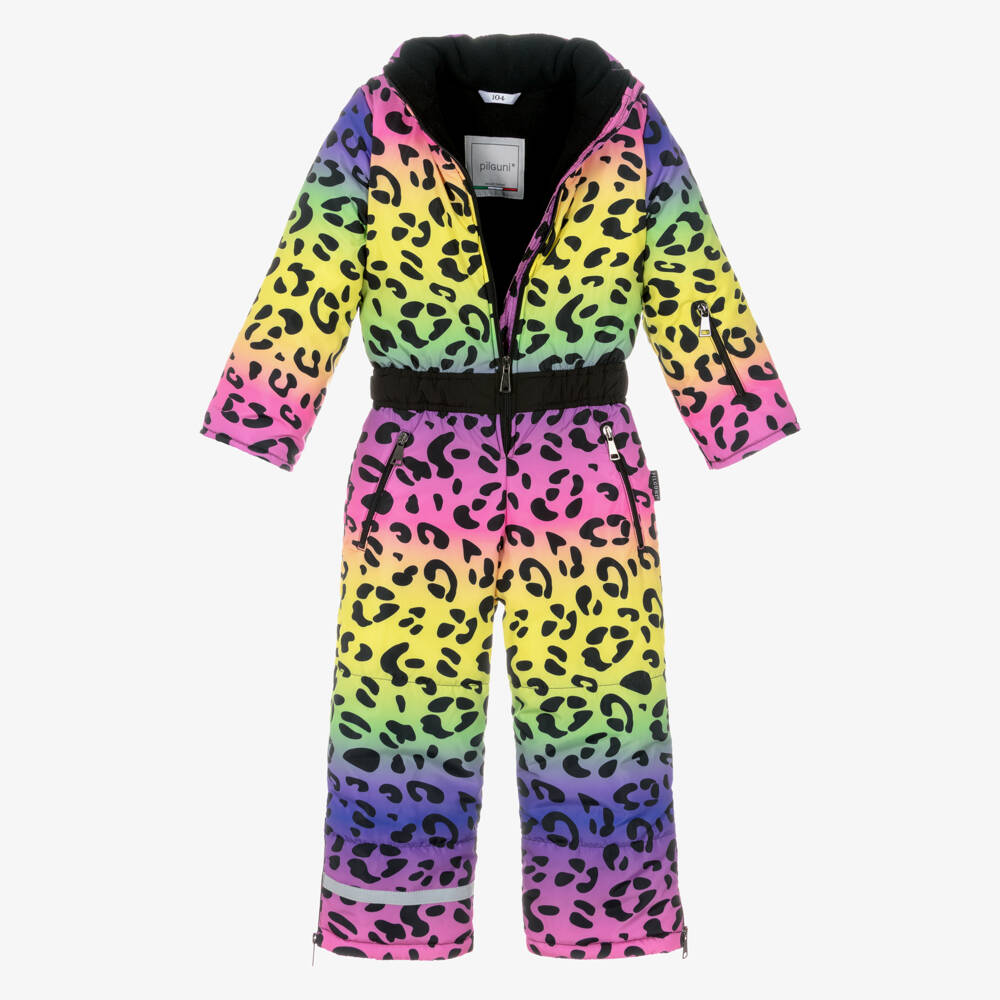 Pilguni-Girls Bright Yellow & Pink Leopard Snowsuit | Childrensalon Outlet