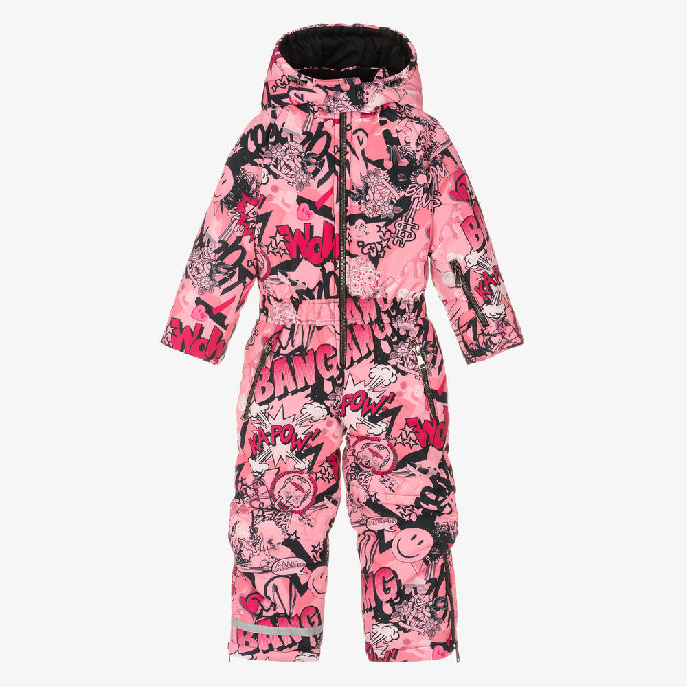 Pilguni - Combinaison de ski rose et noir Fille | Childrensalon