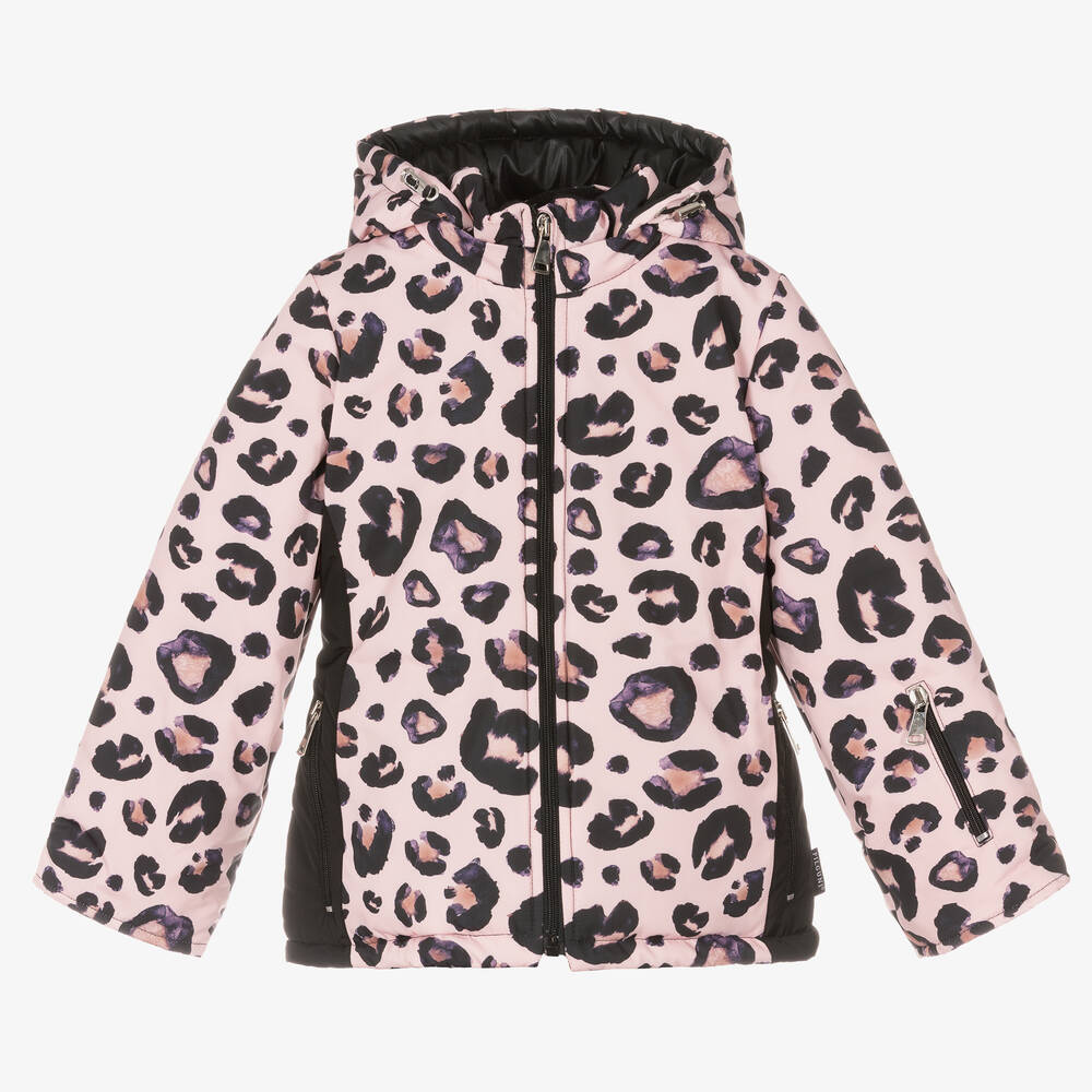 Pilguni - Veste de ski rose à imprimé léopard | Childrensalon