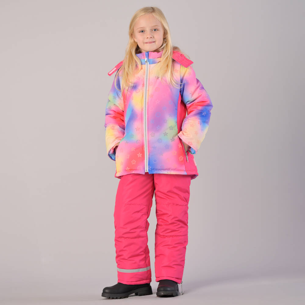 Pilguni-Girls Pink Tie-Dye Technical Ski Jacket | Childrensalon Outlet