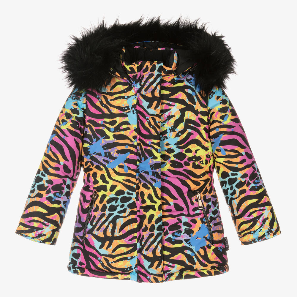 Pilguni-Girls Pink Zebra Ski Jacket | Childrensalon Outlet