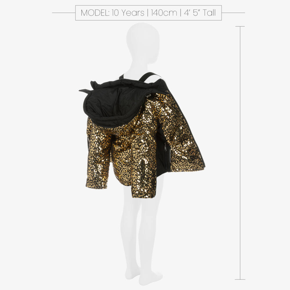 Pilguni-Girls Shiny Gold Leopard Ski Coat | Childrensalon Outlet