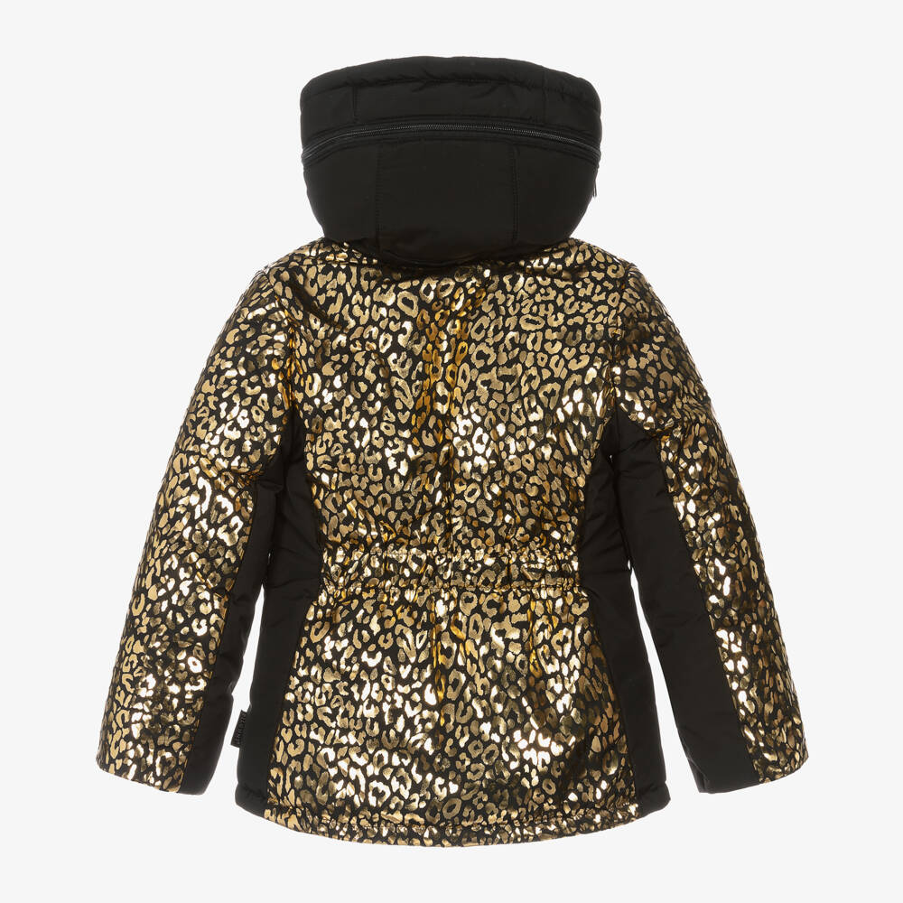 Pilguni-Girls Shiny Gold Leopard Ski Coat | Childrensalon Outlet