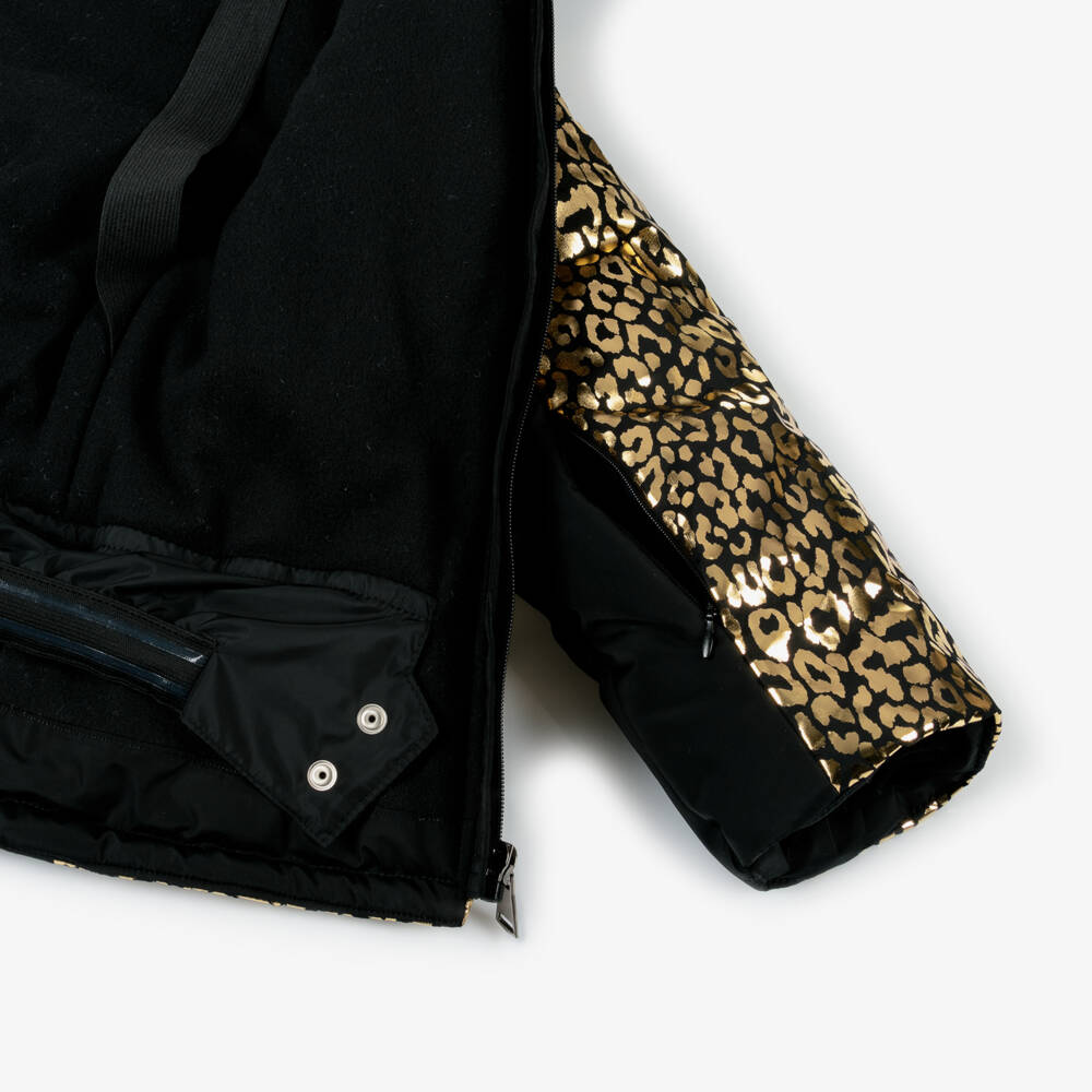 Pilguni-Girls Shiny Gold Leopard Ski Coat | Childrensalon Outlet