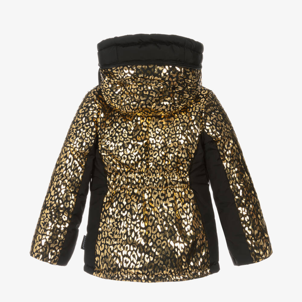 Pilguni-Girls Shiny Gold Leopard Ski Coat | Childrensalon Outlet