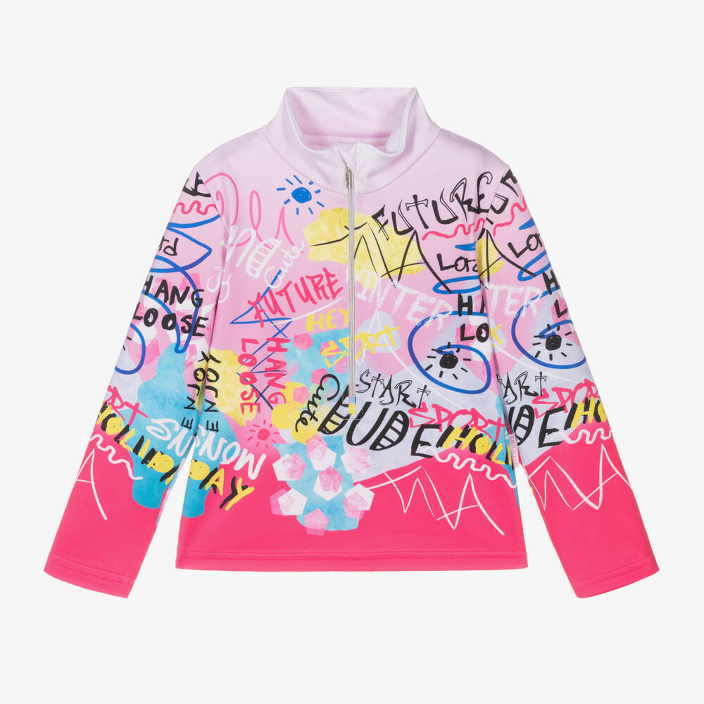Pilguni-Girls Vibrant Pink Zip-Up Thermal | Childrensalon Outlet