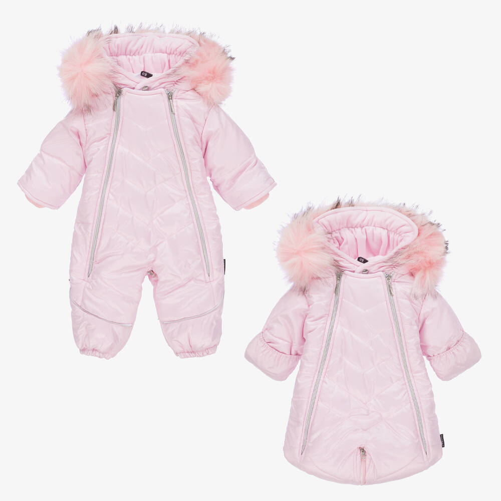Pilguni - Pink 2-in-1 Baby Snowsuit | Childrensalon