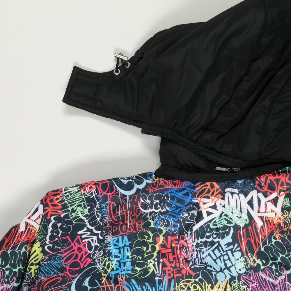 Pilguni-Preloved Boys Black Graffiti Print Ski Jacket (7 years) | Childrensalon Outlet