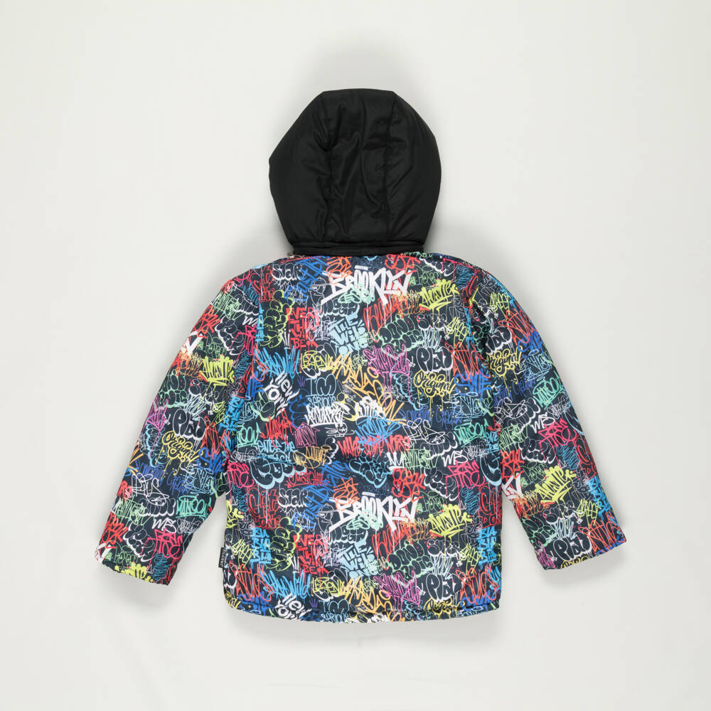 Pilguni-Preloved Boys Black Graffiti Print Ski Jacket (7 years) | Childrensalon Outlet