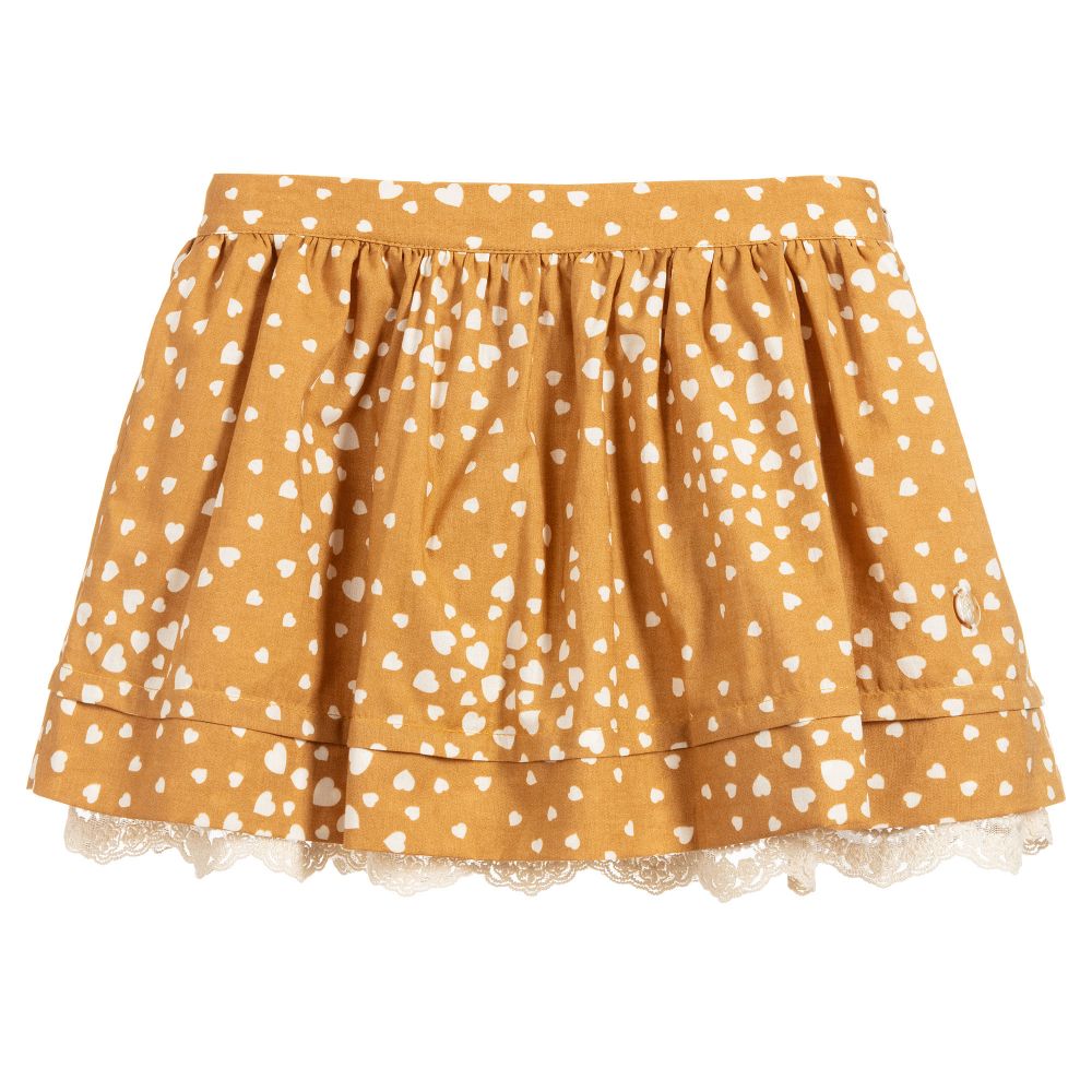 Pili Carrera - Girls Cotton Skirt with Lace | Childrensalon