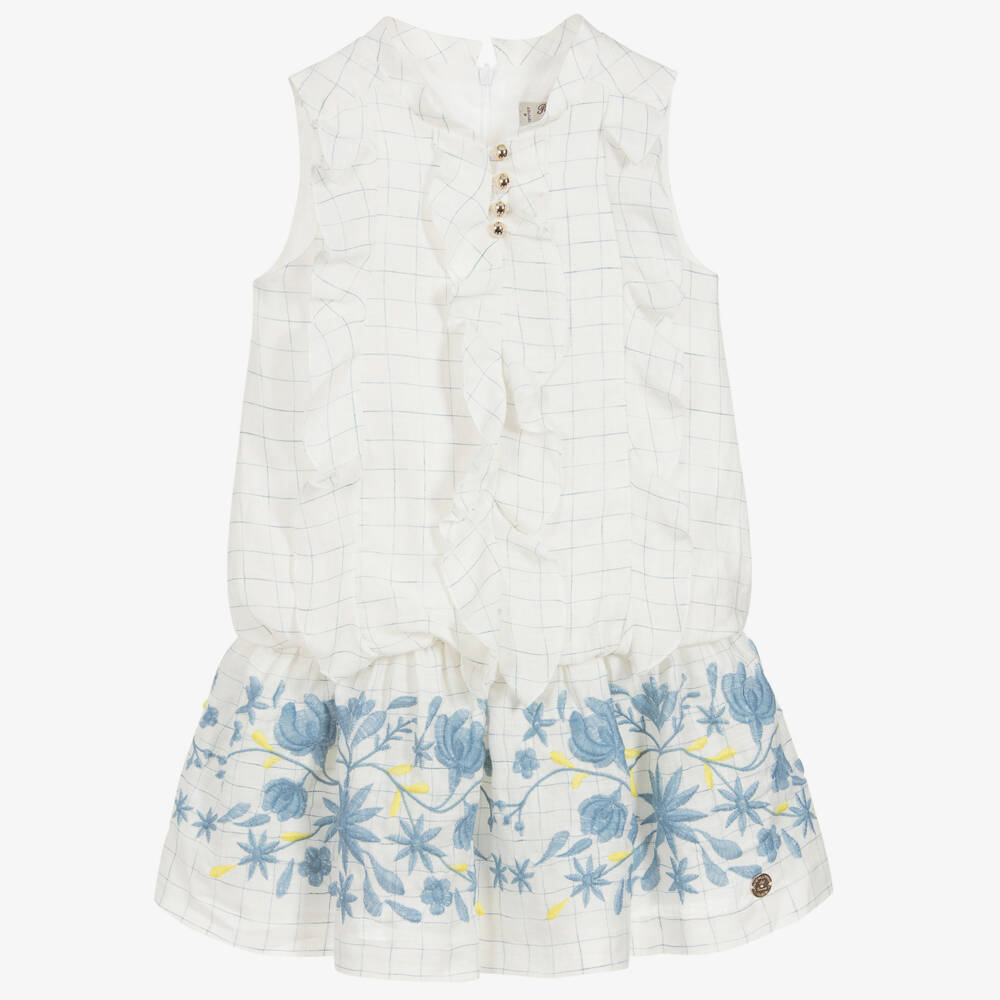 Pili Carrera-Girls Ivory Linen Dress | Childrensalon Outlet