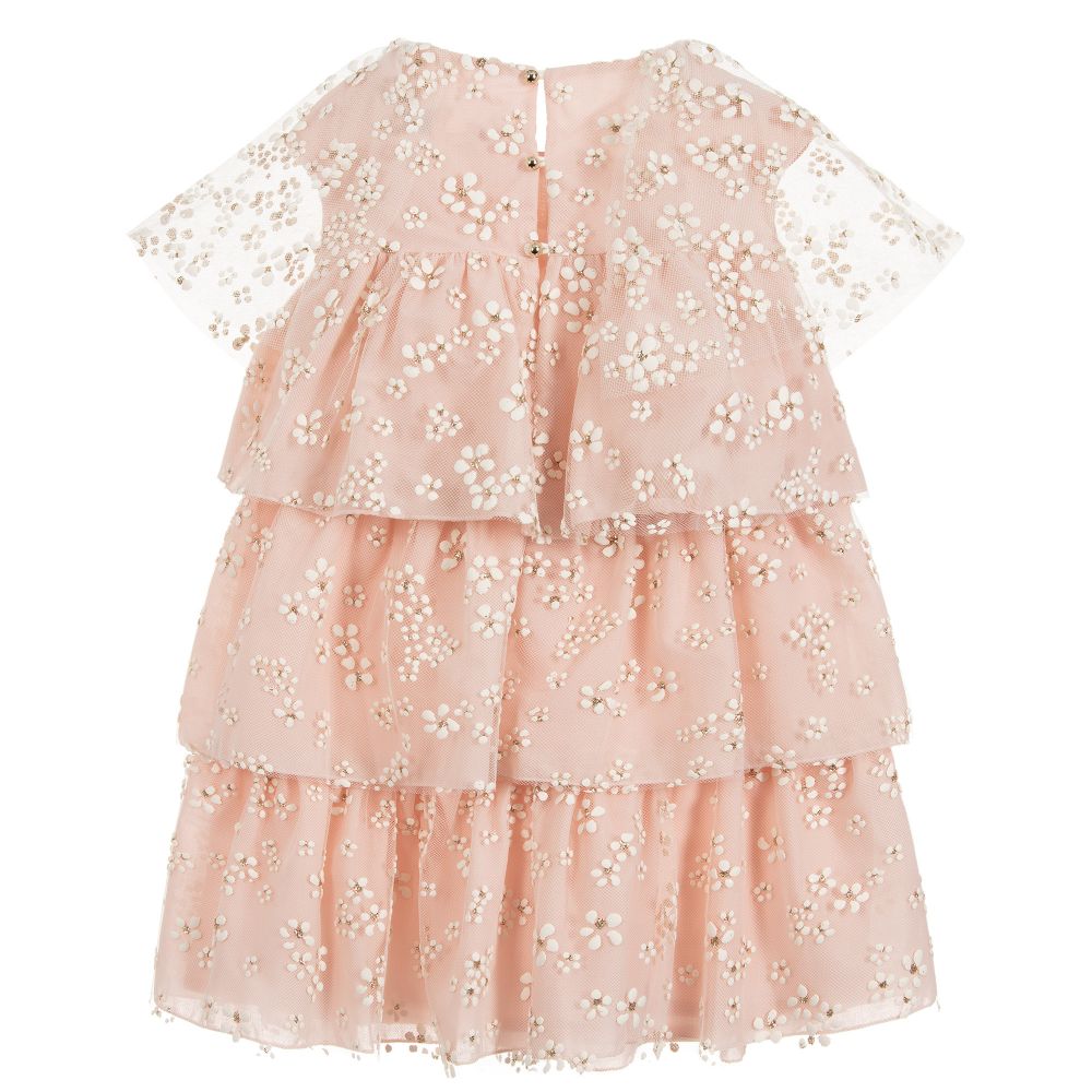 Pili Carrera-Girls Pink & Ivory Tulle Dress | Childrensalon Outlet