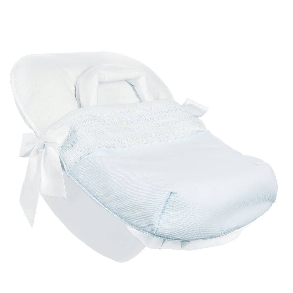 Pili Carrera - Pale Blue Cotton Car Seat Nest | Childrensalon