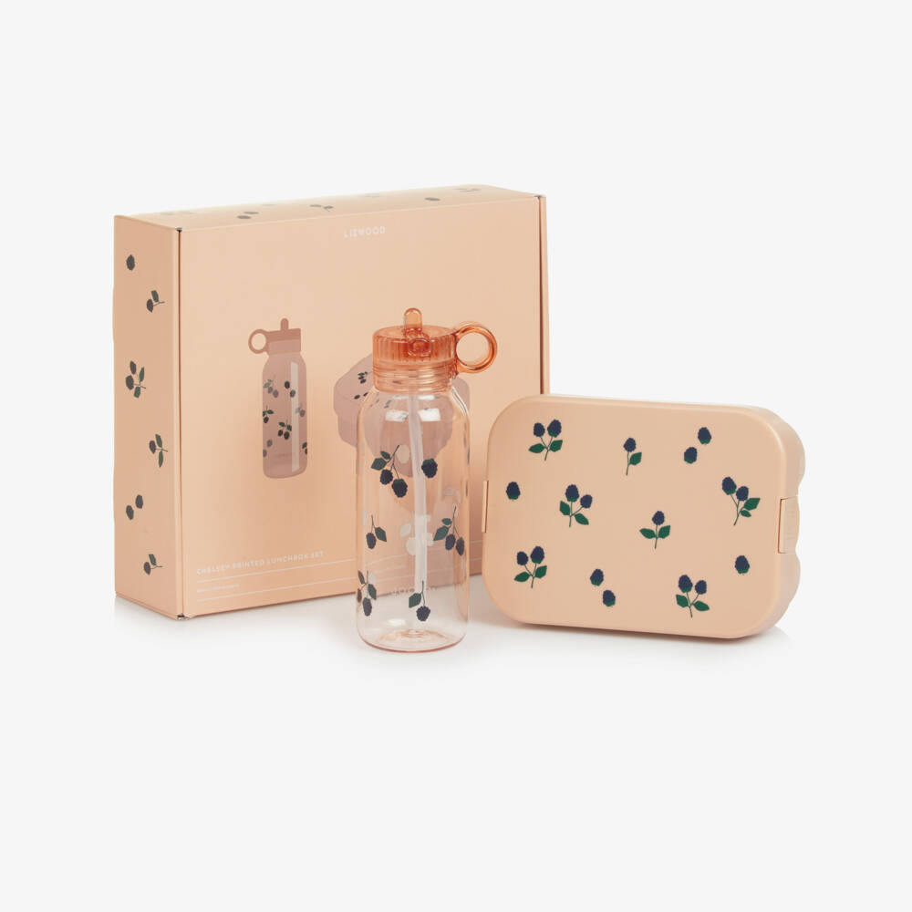 Liewood-Pink Blackberry Print Chelsey Lunchbox Set | Childrensalon Outlet