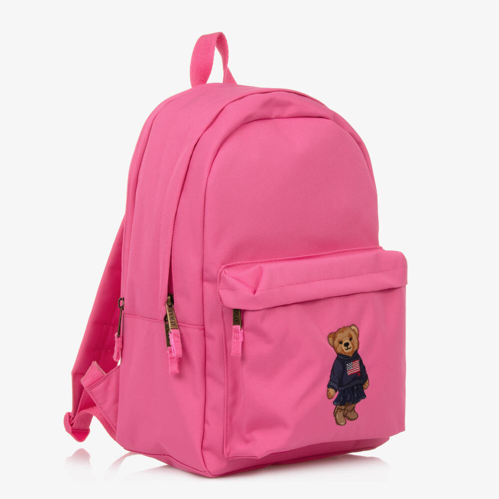 Ralph Lauren-Pink Canvas Polo Bear Backpack (44cm) | Childrensalon Outlet