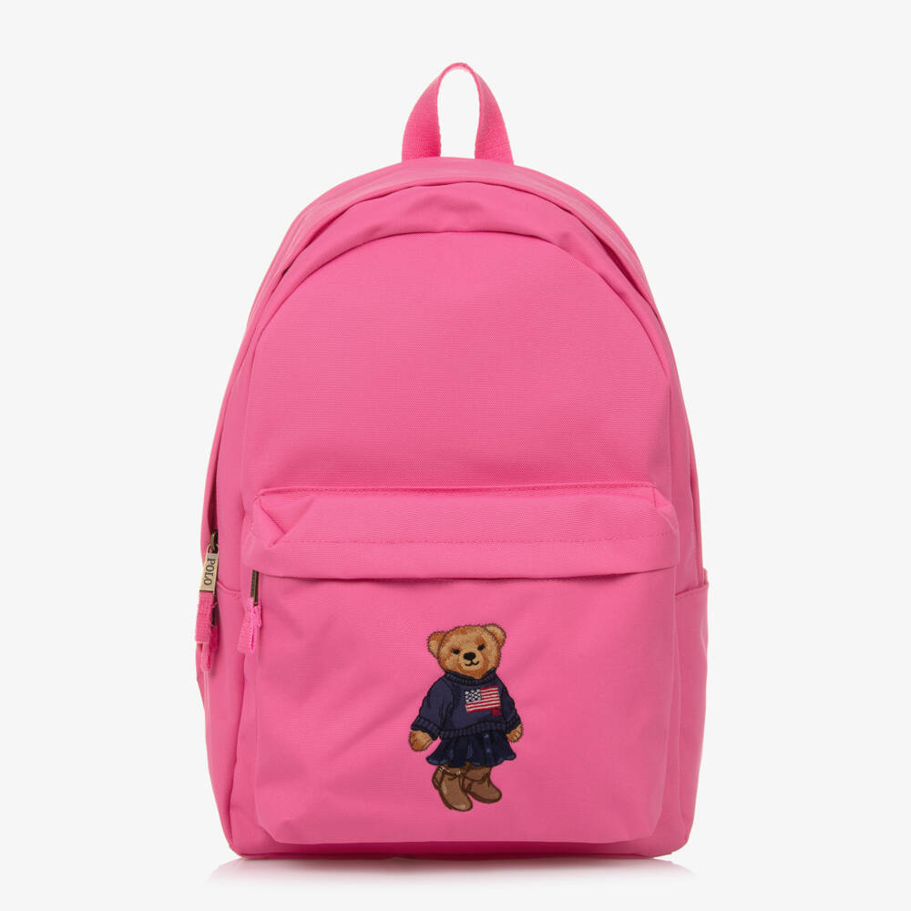 Ralph Lauren-Pink Canvas Polo Bear Backpack (44cm) | Childrensalon Outlet