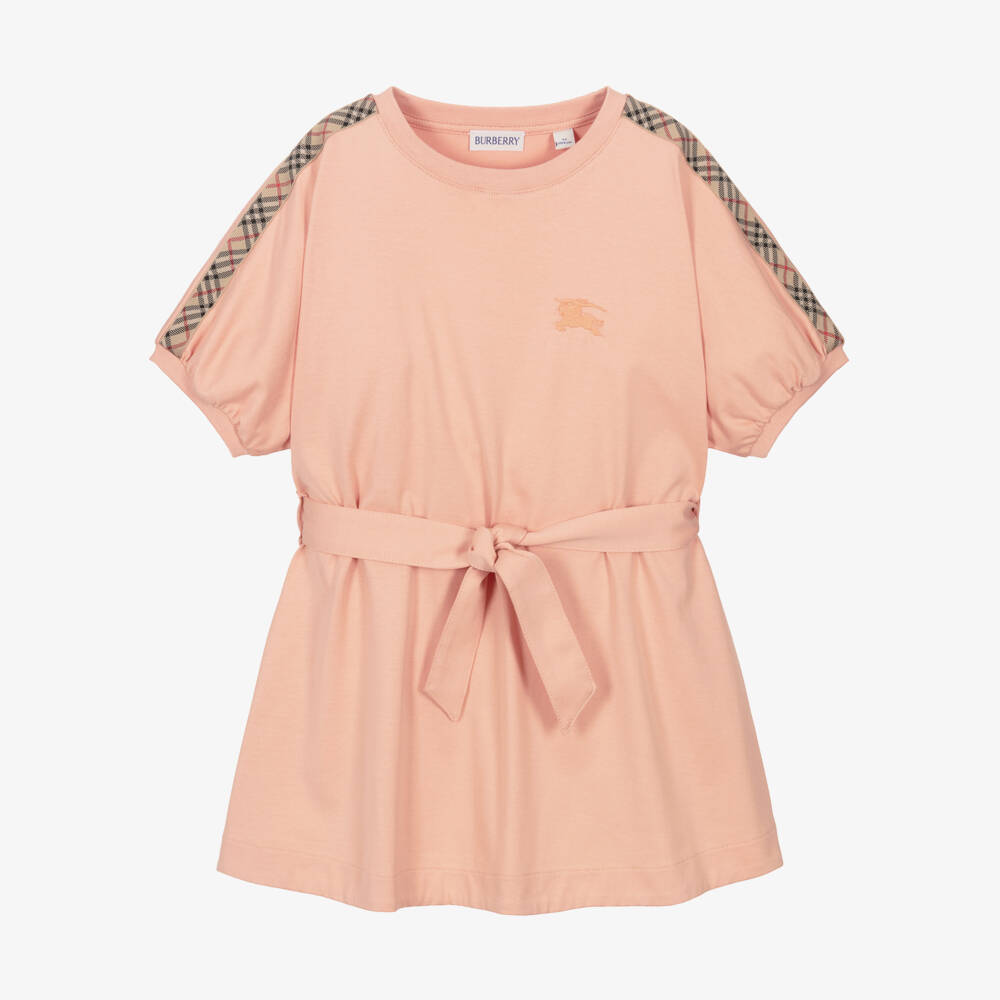 Burberry-Pink Check Tape Dress | Childrensalon Outlet
