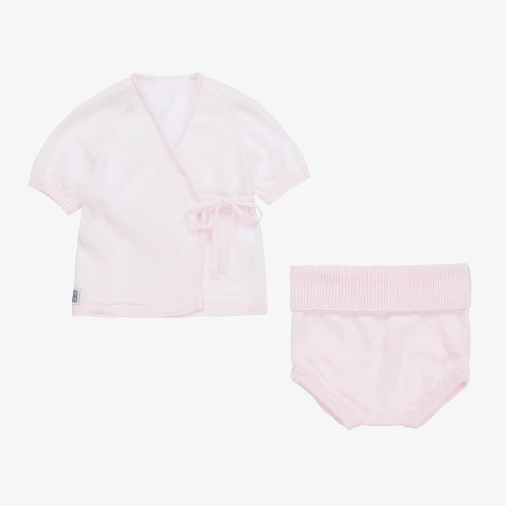 Minutus-Pink Cotton Baby Shorts Set | Childrensalon Outlet