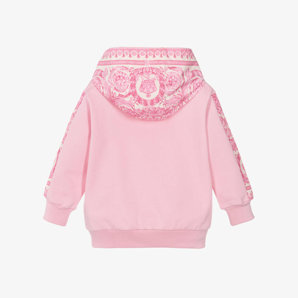 Versace-Pink Cotton Barocco Hoodie | Childrensalon Outlet