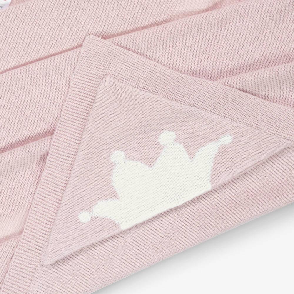 Marie-Chantal-Pink Cotton & Cashmere Hooded Blanket (95cm) | Childrensalon Outlet
