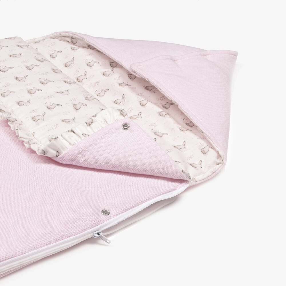 Babidu-Pink Cotton Padded Bunny Print Nest (80cm) | Childrensalon Outlet