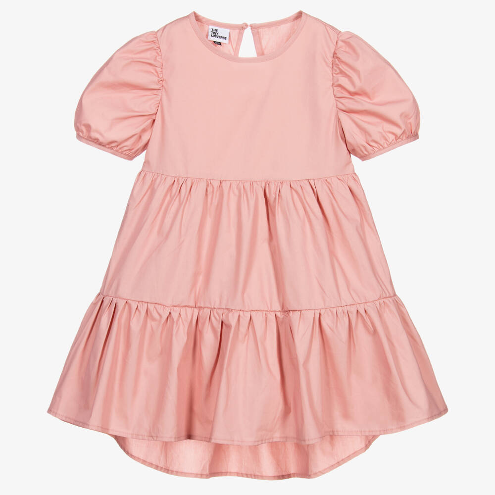 The Tiny Universe-Pink Cotton Poplin Dress | Childrensalon Outlet