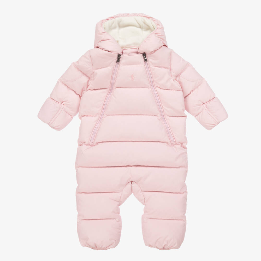 Ralph Lauren-Pink Down Padded Snowsuit | Childrensalon Outlet