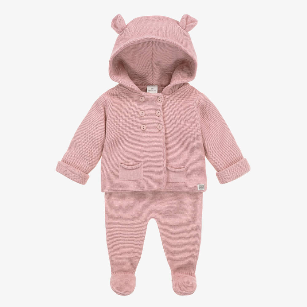 Minutus-Pink Hooded Pram Coat & Trouser Set | Childrensalon Outlet