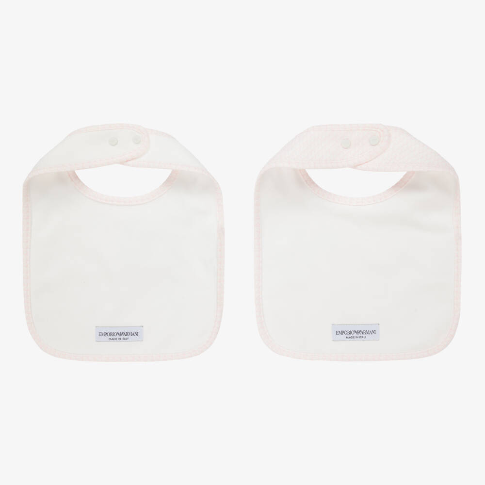 Emporio Armani-Pink & Ivory Bibs (2 Pack) | Childrensalon Outlet
