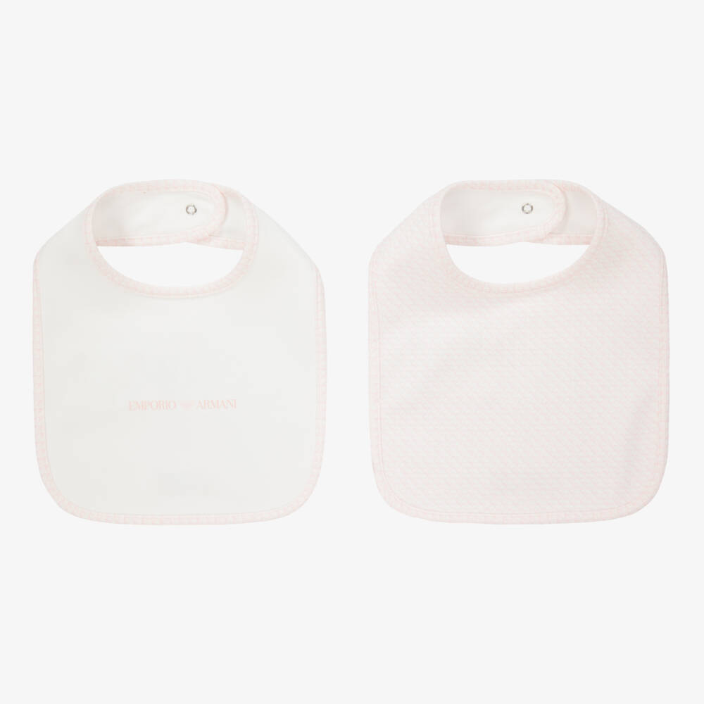 Emporio Armani-Pink & Ivory Bibs (2 Pack) | Childrensalon Outlet